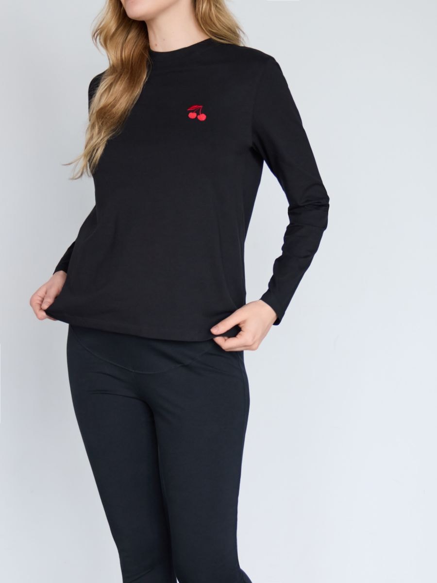 Cotton long sleeve T-shirt - black - RESERVED