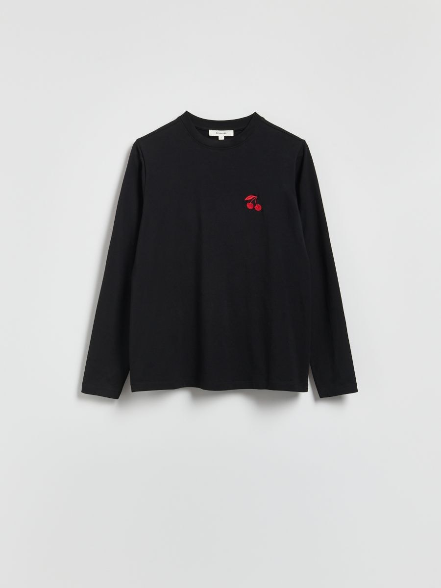 Cotton long sleeve T-shirt - black - RESERVED