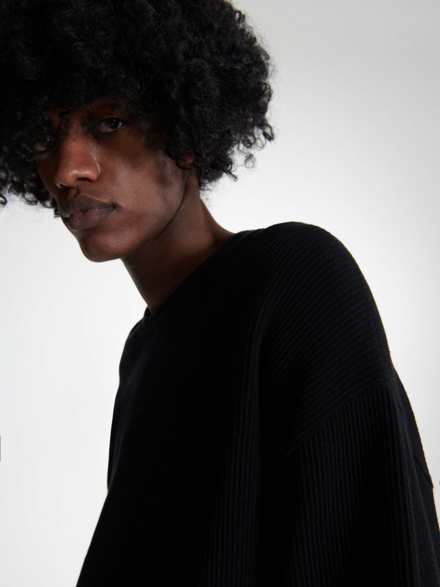 Jumper in textured knit - black - RESERVED - 3