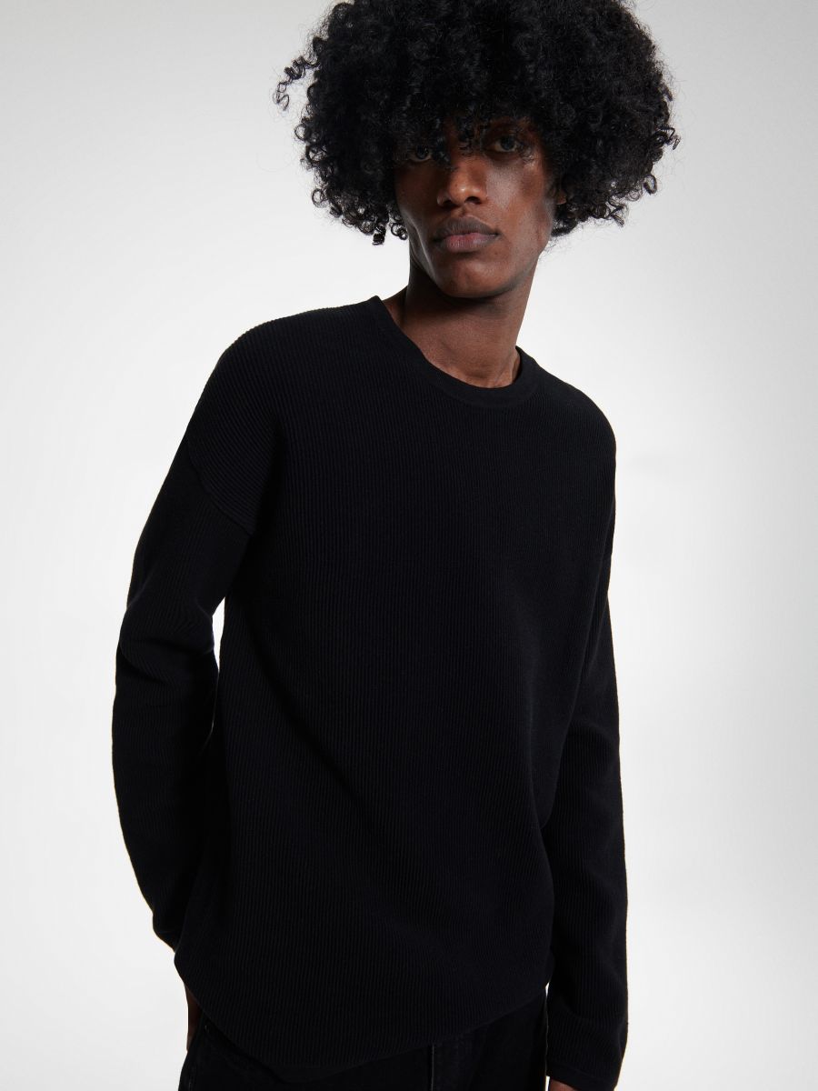 Jumper in textured knit - black - RESERVED - 4