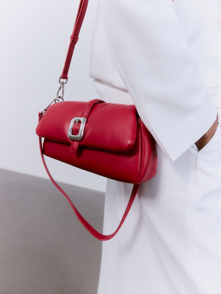 Leather imitation crossbody bag - red - RESERVED