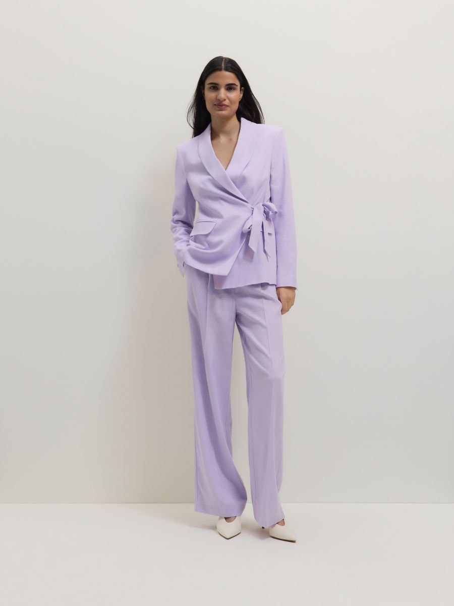 Linen rich wide leg trousers - lavender - RESERVED