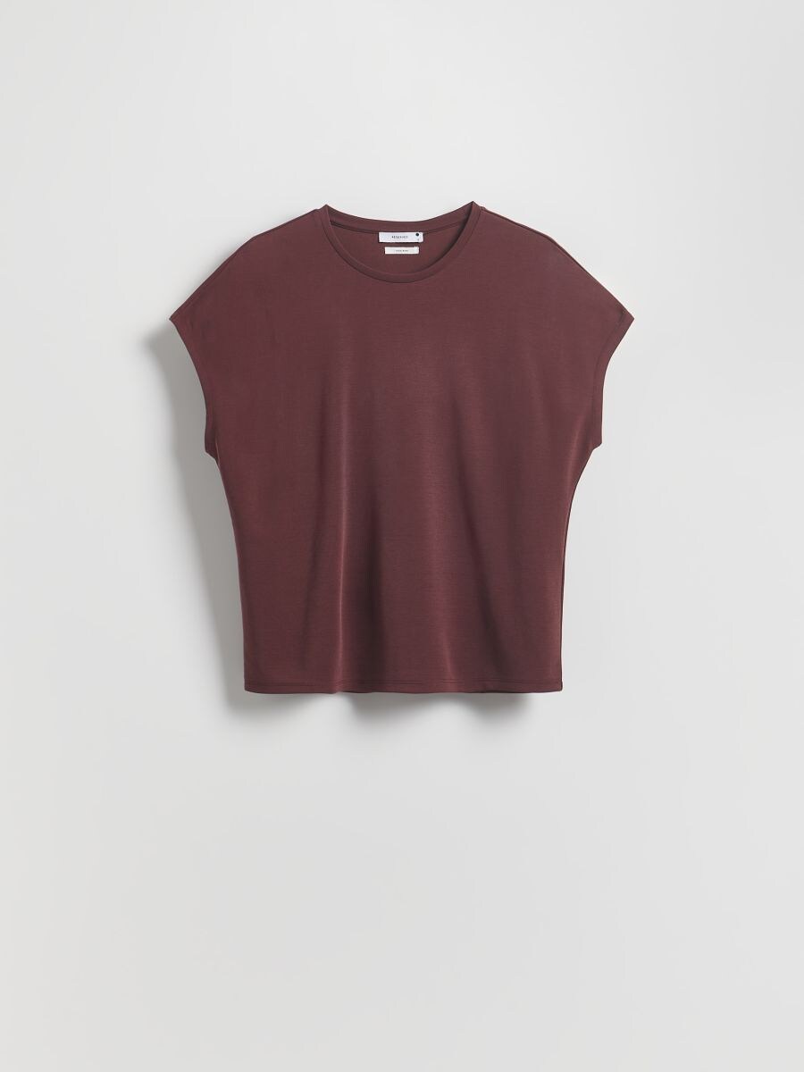 Modal blend T-shirt - maroon - RESERVED