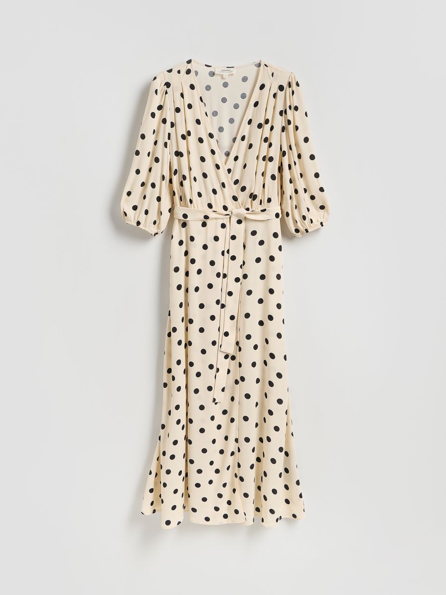 Maxikleid mit Bindung - beige - RESERVED