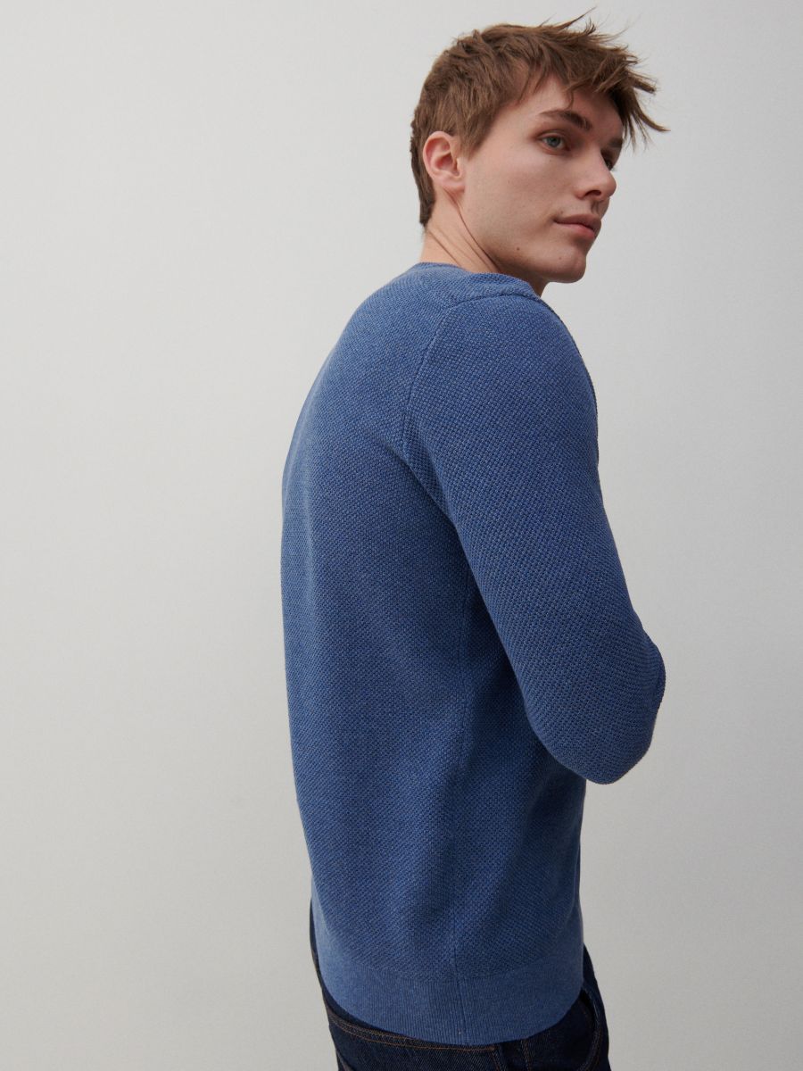 Pull en maille structurée - Bleu - RESERVED - 4