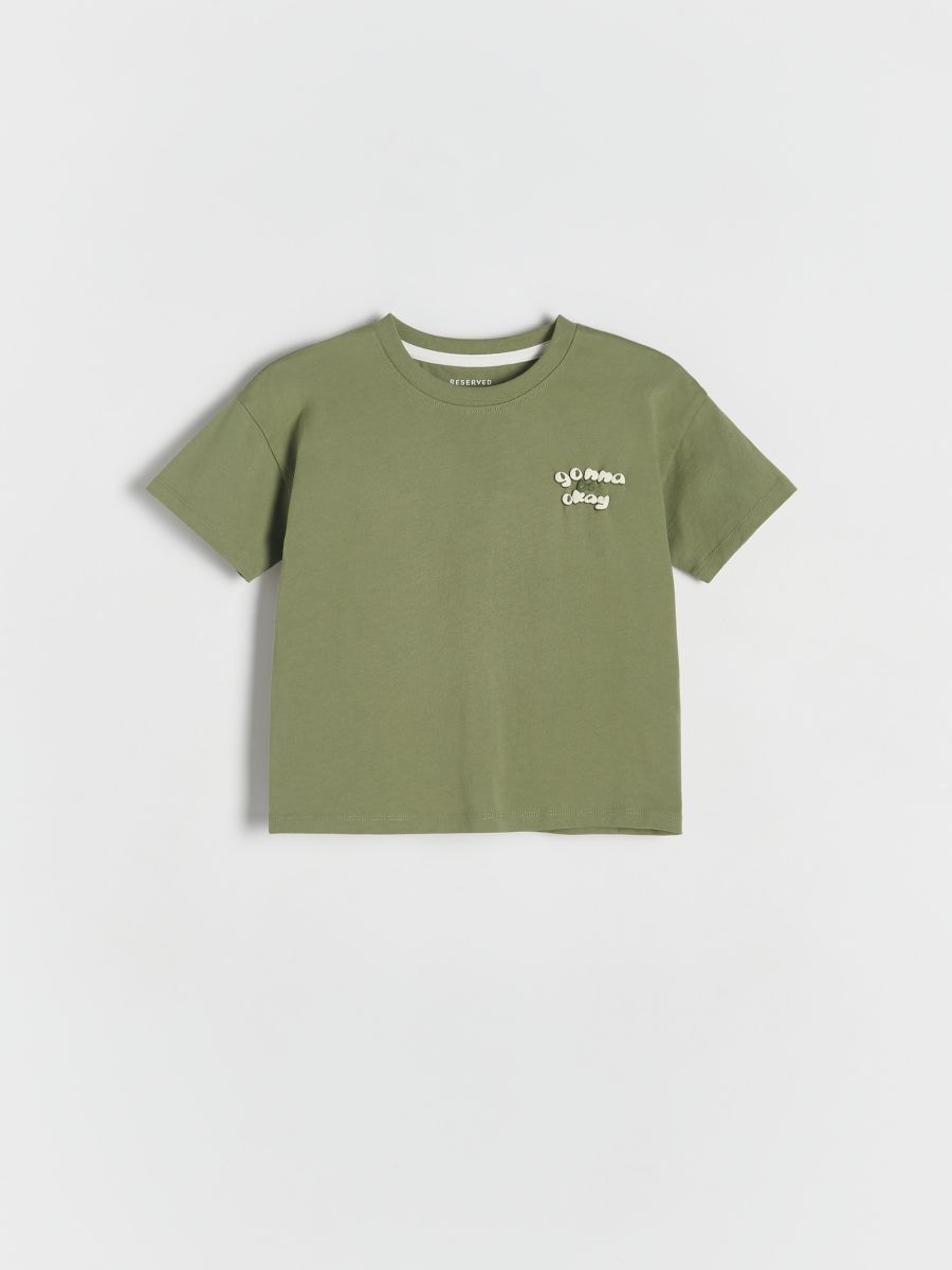 Cotton T-shirt - green - RESERVED