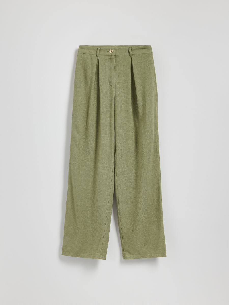 Trousers with linen blend - light olive - RESERVED - 5
