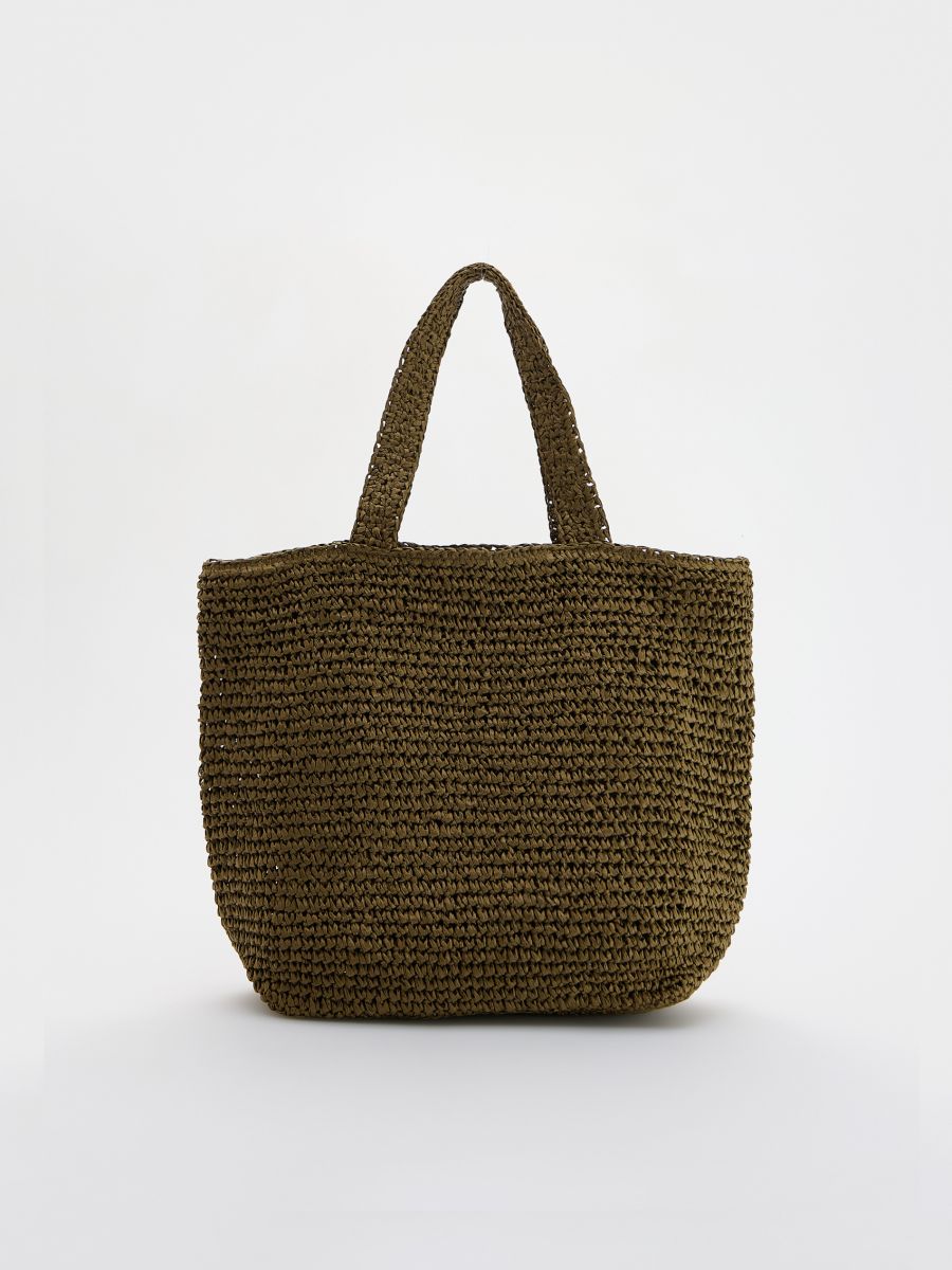 Pleciona torebka shopper - brązowy - RESERVED - 2