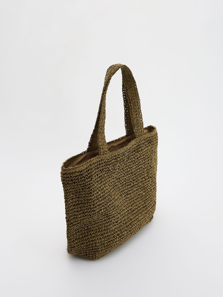 Pleciona torebka shopper - brązowy - RESERVED - 3