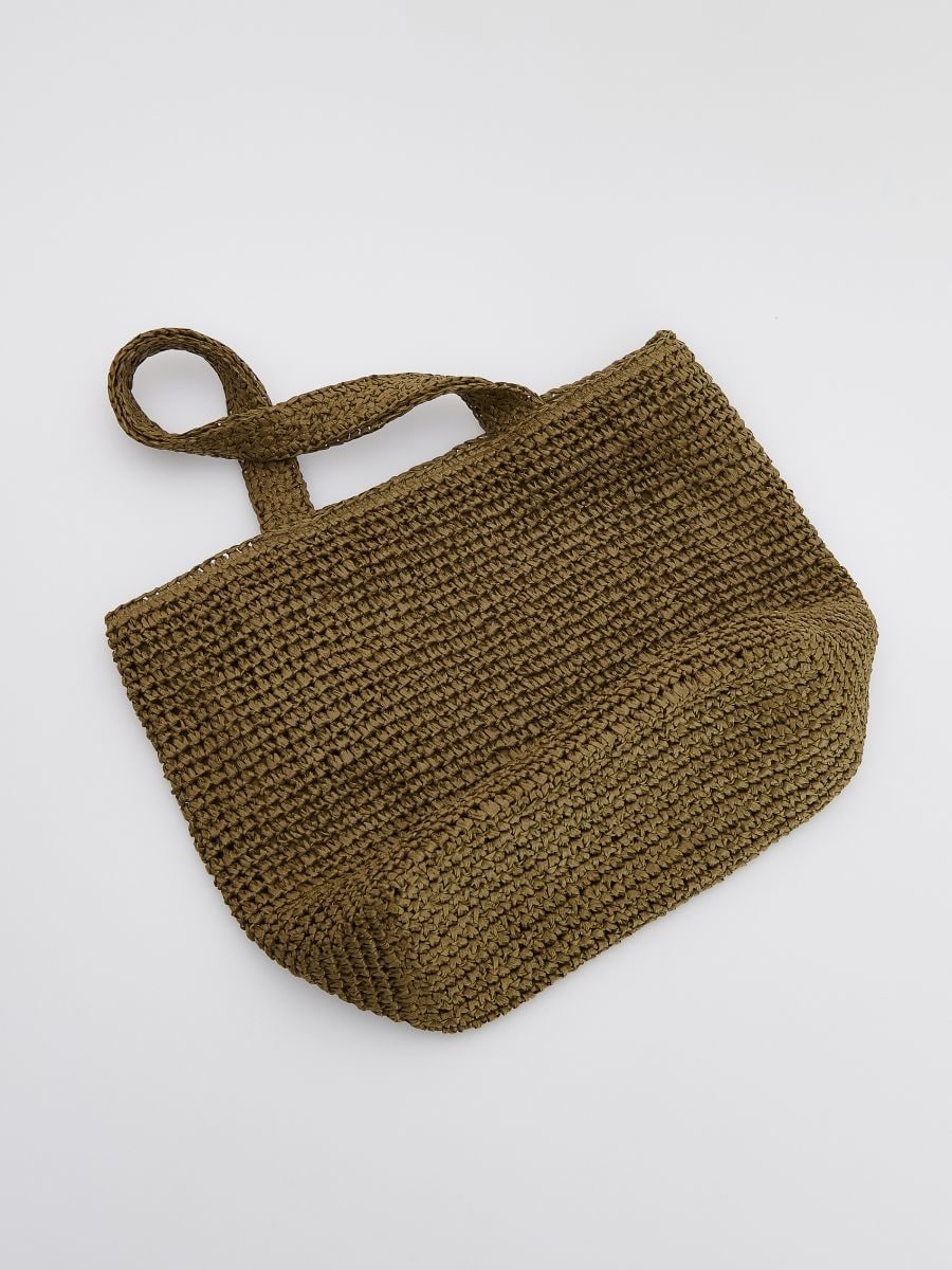 Pleciona torebka shopper - brązowy - RESERVED - 4