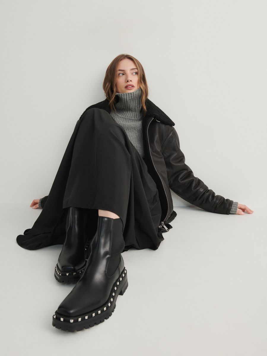 Bottines avec talon ornée de clous - noir - RESERVED - 6
