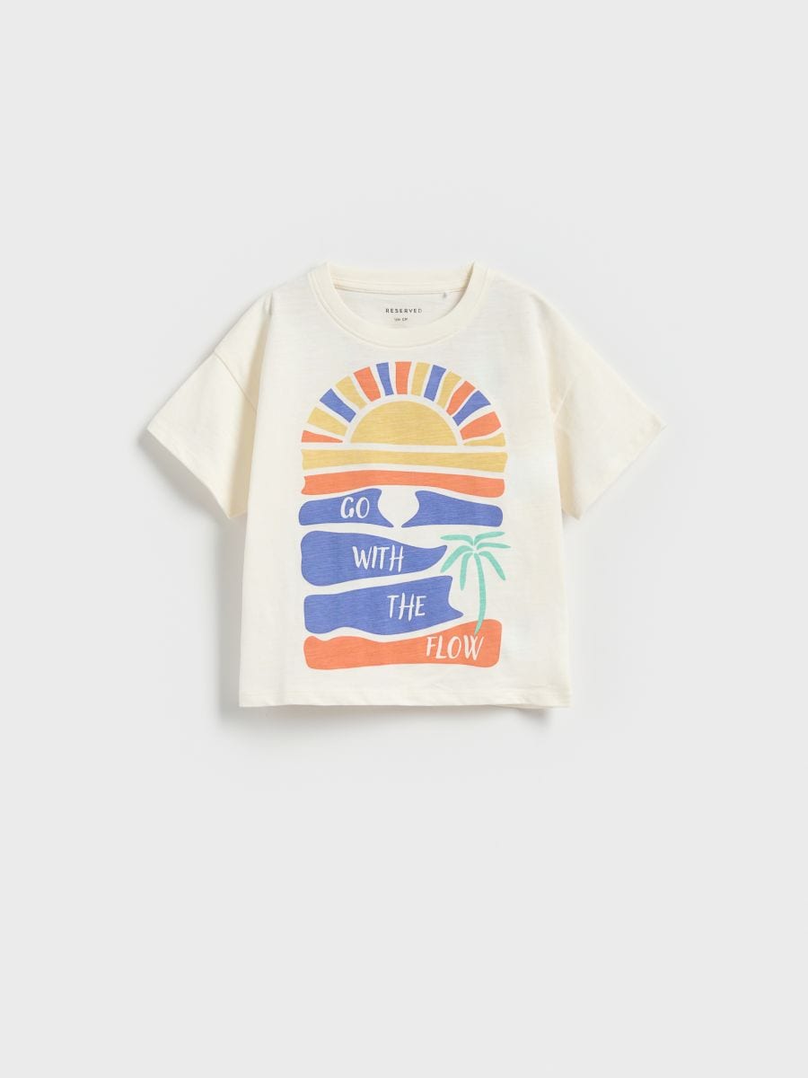 T-shirt z nadrukiem - złamana biel - RESERVED