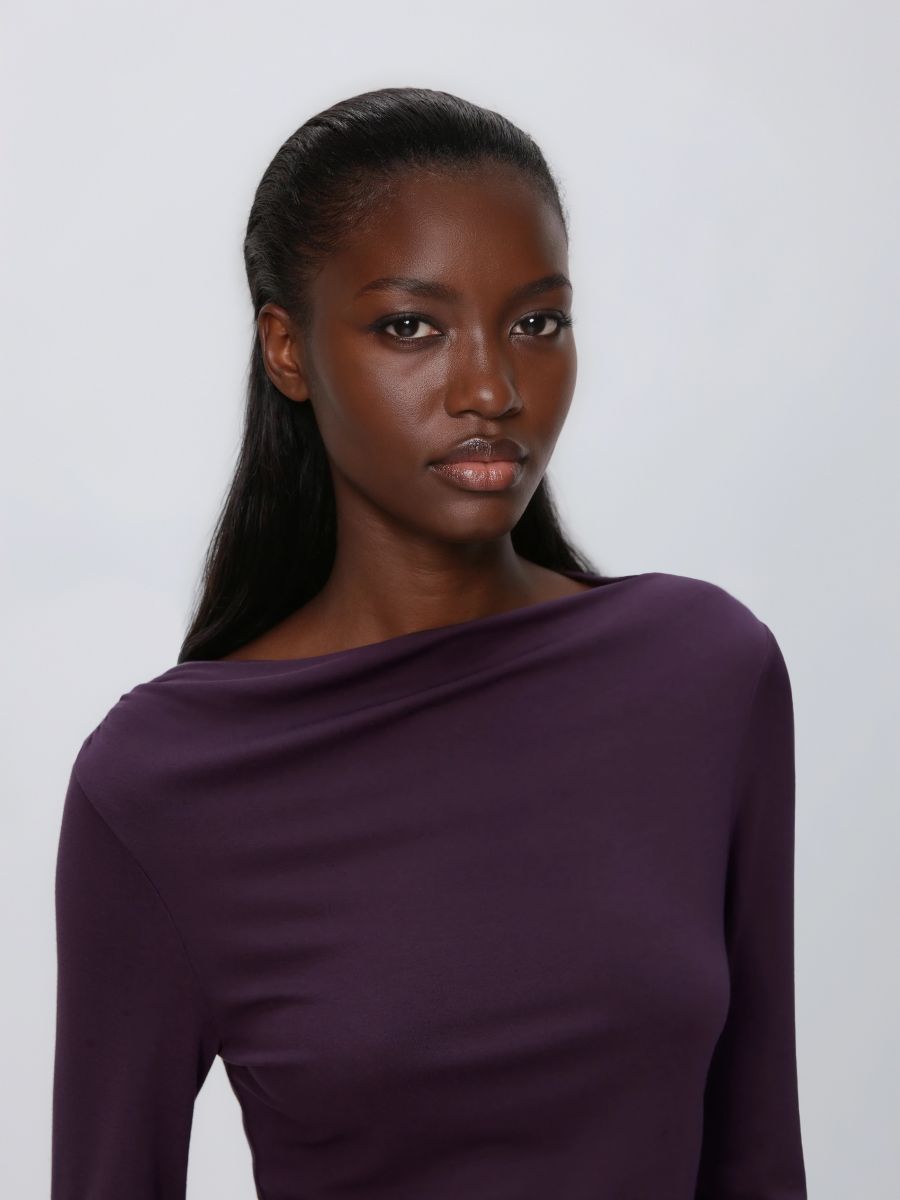 Modal rich long sleeve top - dark violet - RESERVED