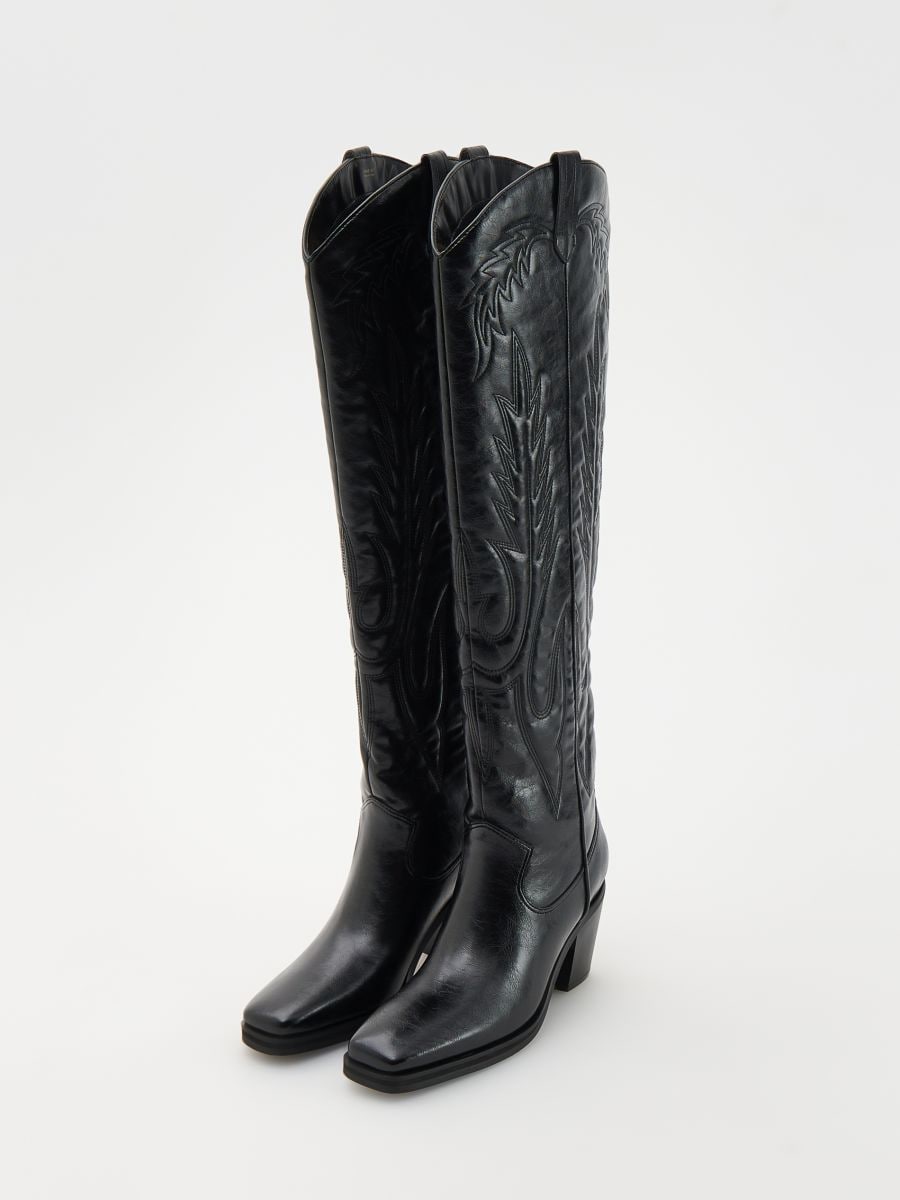 Cowboy boots with decorative embossing - black - RESERVED - 2