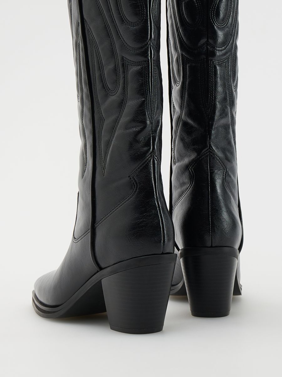 Cowboy boots with decorative embossing - black - RESERVED - 3
