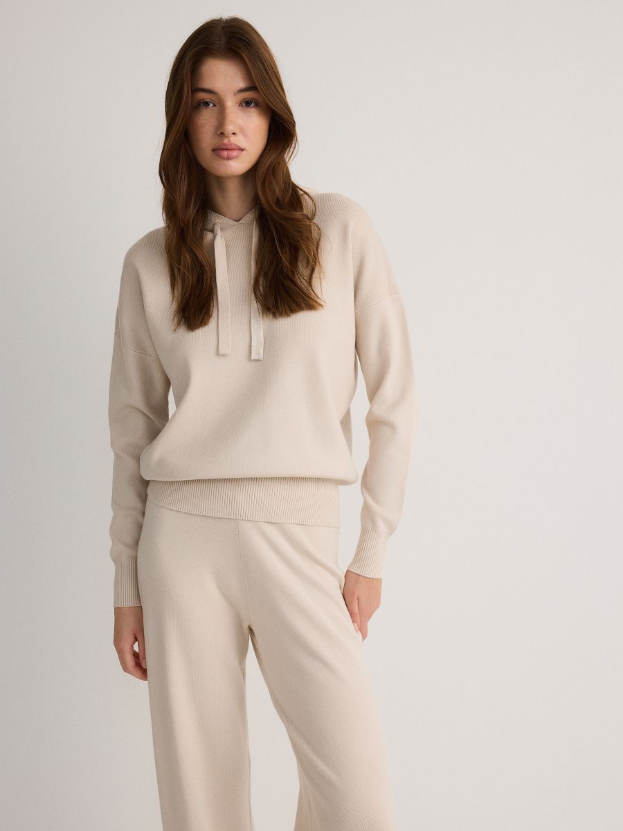 Plain hooded jumper - nude - RESERVED - 4
