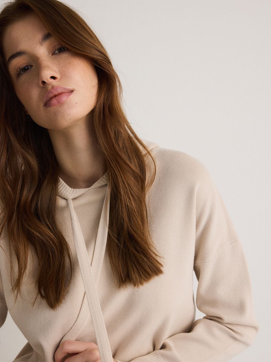 Plain hooded jumper - nude - RESERVED - 2