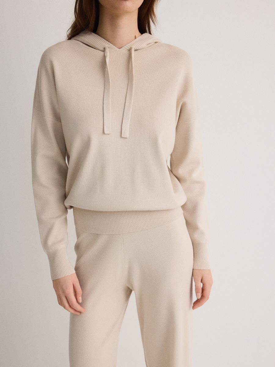 Plain hooded jumper - nude - RESERVED - 4