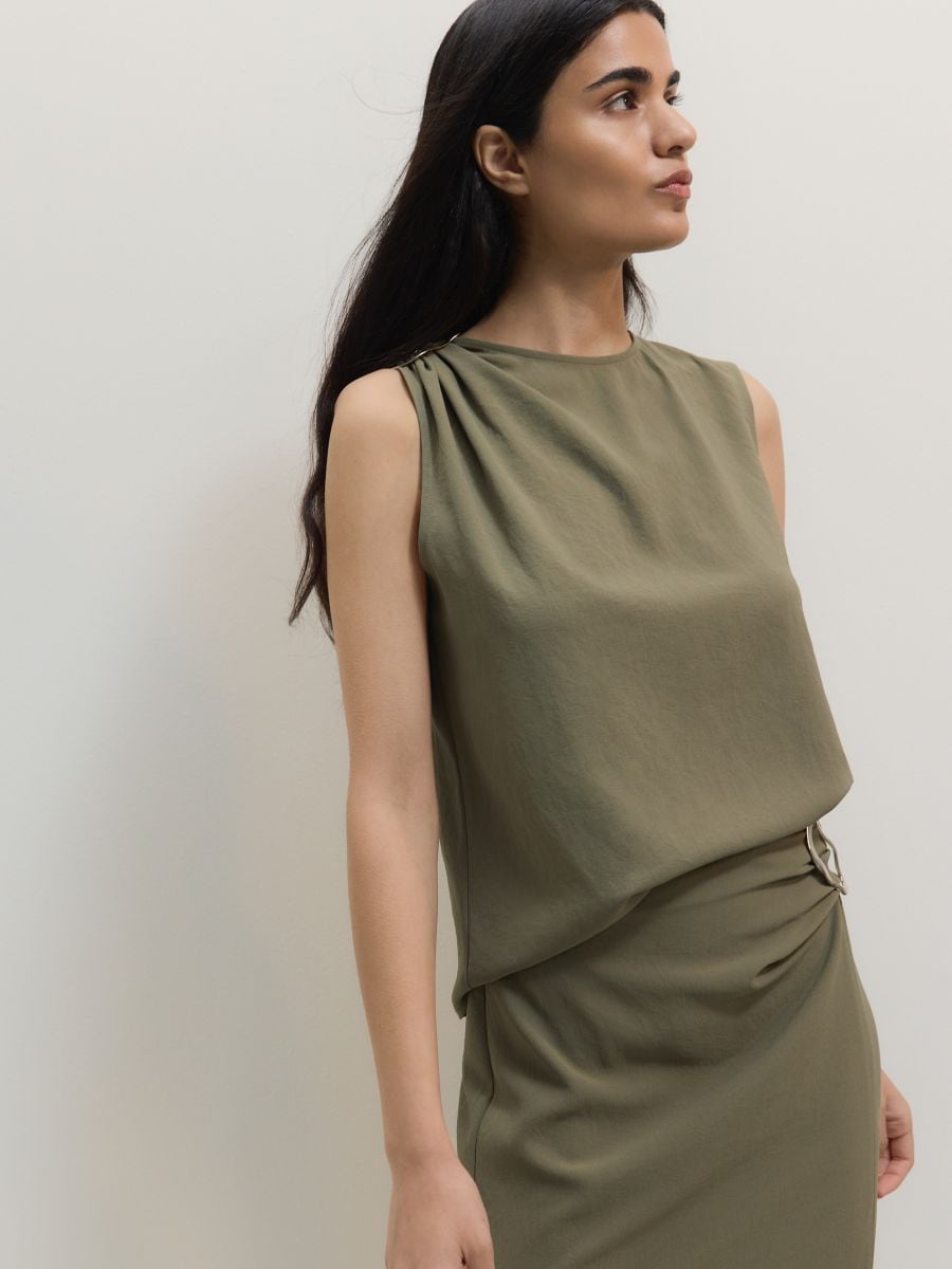 Top with decorative element - light olive - RESERVED - 4
