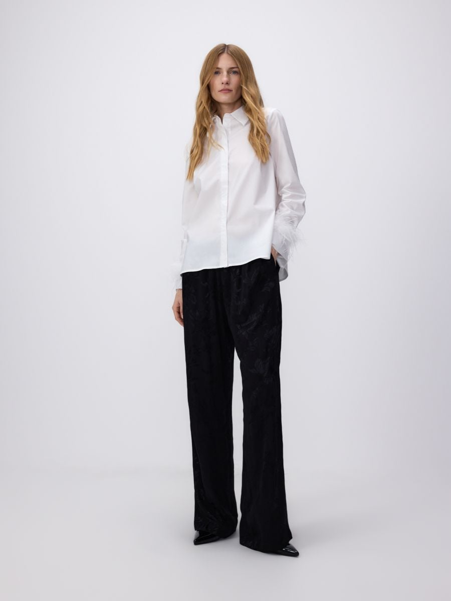Shirt with feather trim - white - RESERVED - 3