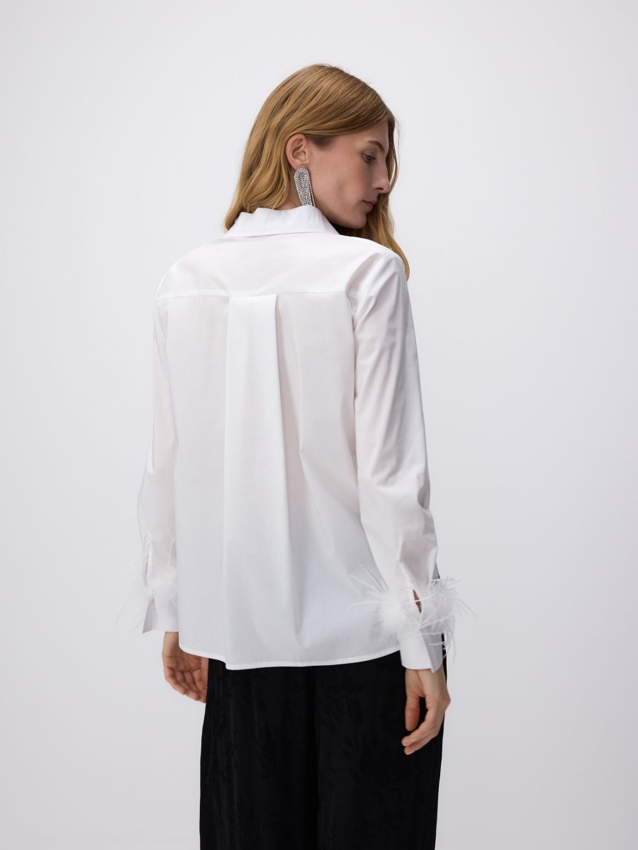 Shirt with feather trim - white - RESERVED - 2