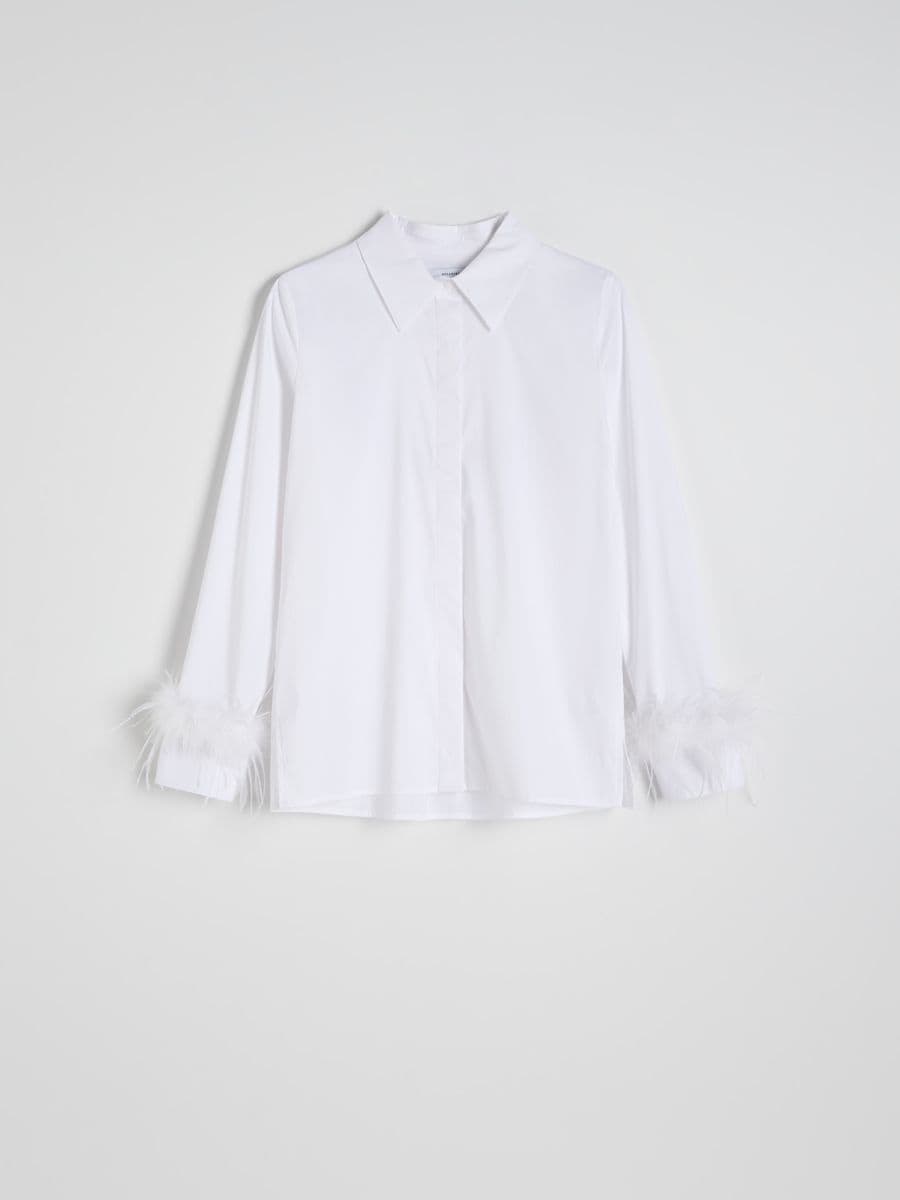 Shirt with feather trim - white - RESERVED - 4