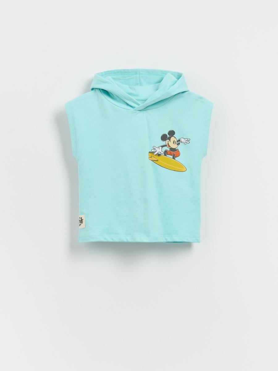 Bavlněné tričko Mickey Mouse - mátově zelená - RESERVED