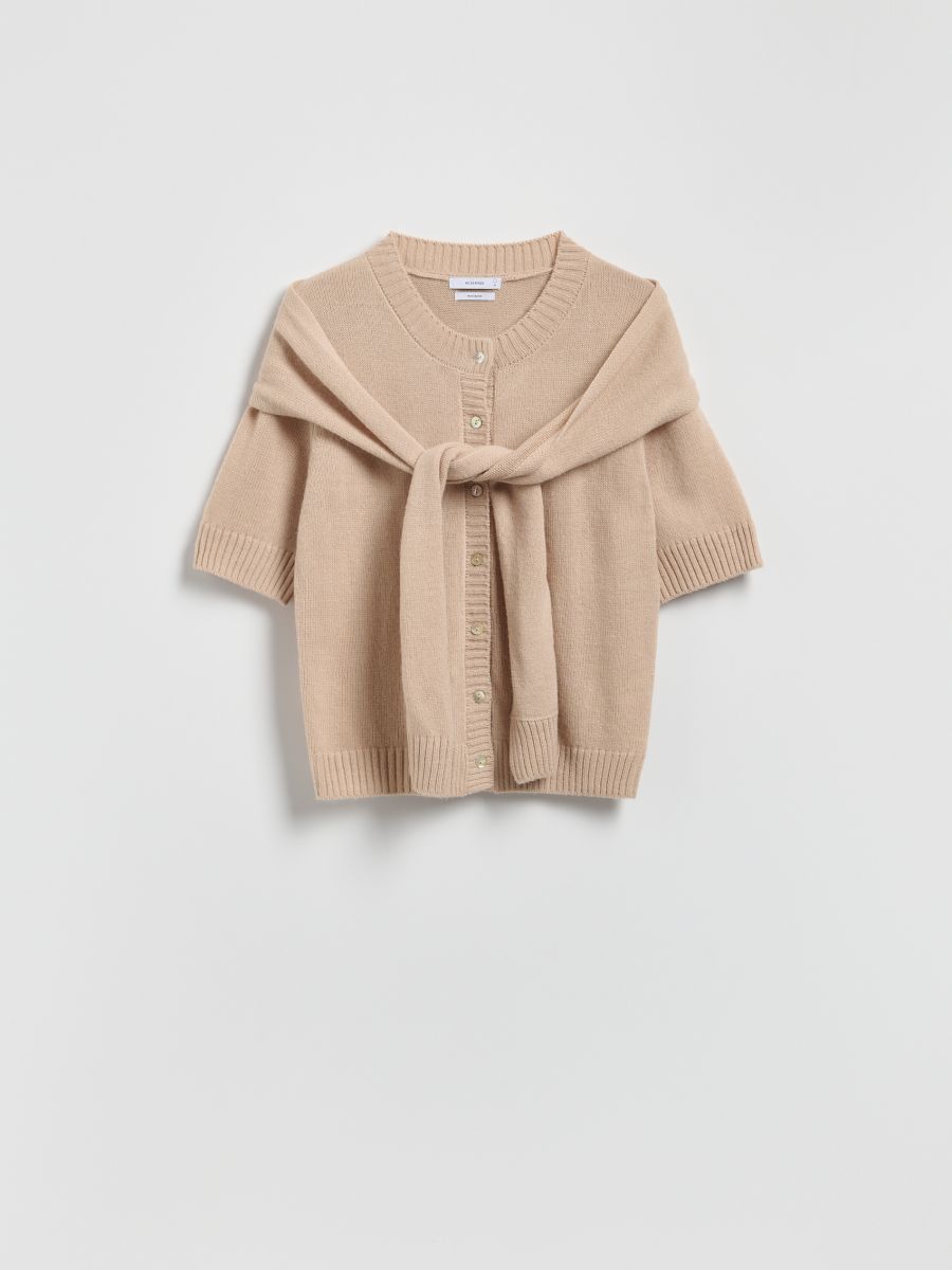 Wool blend cardigan - beige - RESERVED