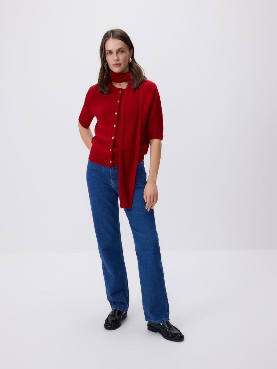 Wool blend cardigan - red - RESERVED