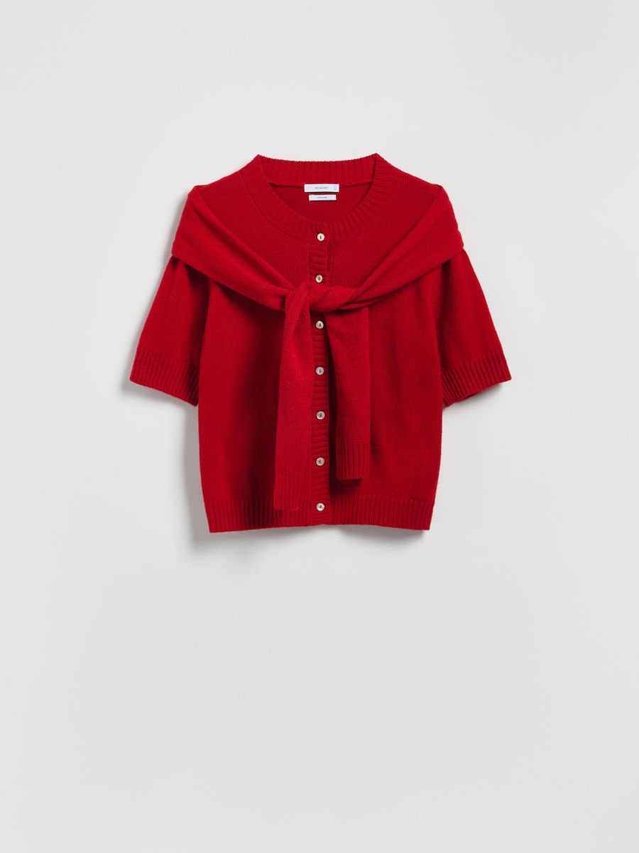 Wool blend cardigan - red - RESERVED