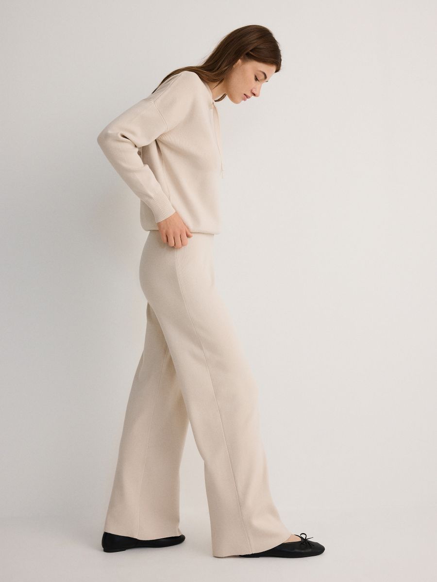 Loose trousers with viscose - nude - RESERVED - 2