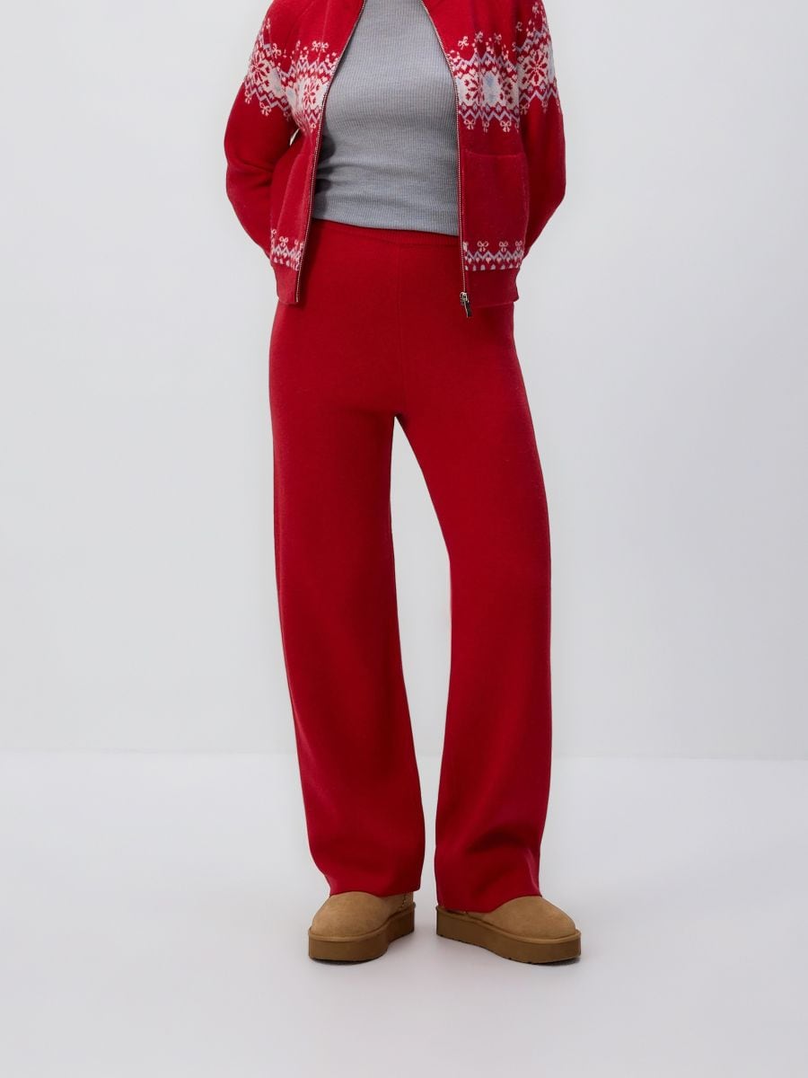 Pletene pantalone - crvena - RESERVED