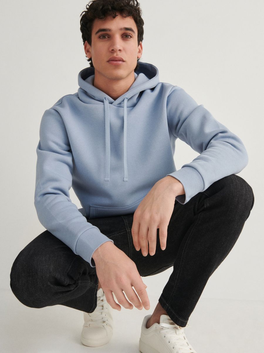 Plain hoodie - blue - RESERVED - 3