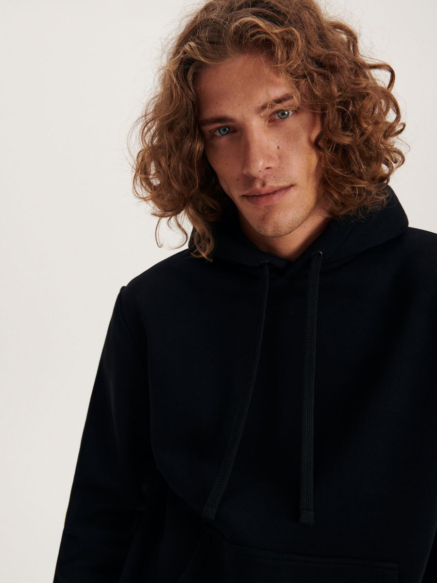 Felpa in misto cotone semplice - nero - RESERVED - 2