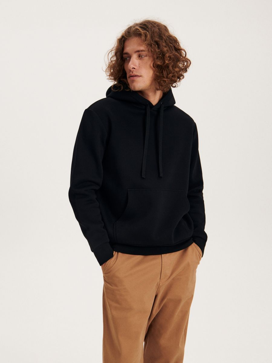 Felpa in misto cotone semplice - nero - RESERVED - 5