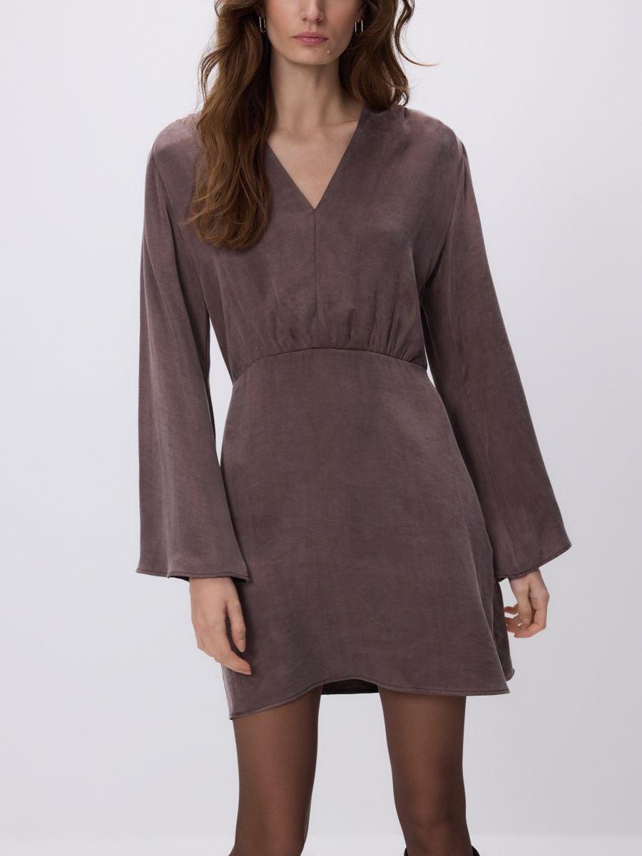 Minikleid mit hohem Lyocellanteil - dunkelbraun - RESERVED