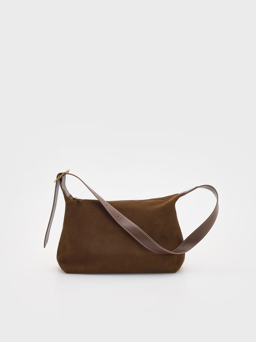 Suede shoulder bag - brown - RESERVED