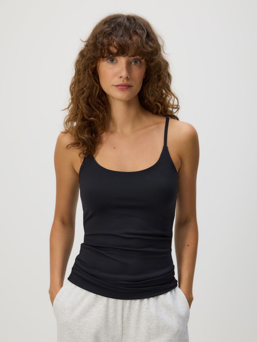 Plain spaghetti strap top - black - RESERVED
