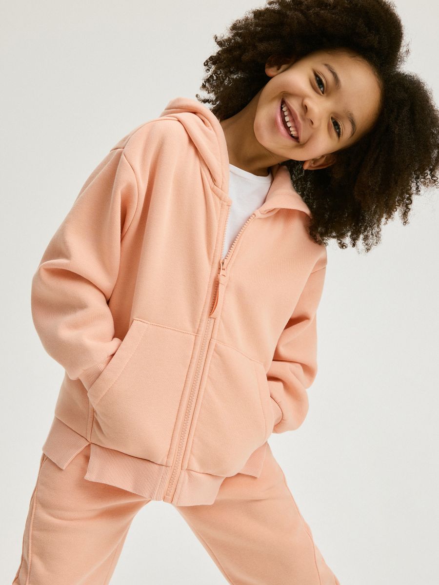 Zip up hoodie - coral - RESERVED - 4
