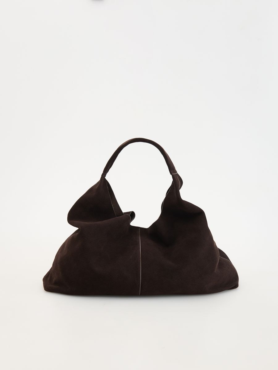 Suede jacket with collar - dark brown - RESERVED - 2