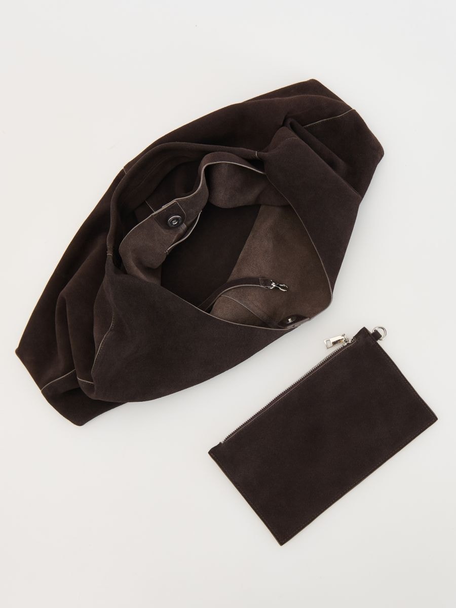Suede jacket with collar - dark brown - RESERVED - 6