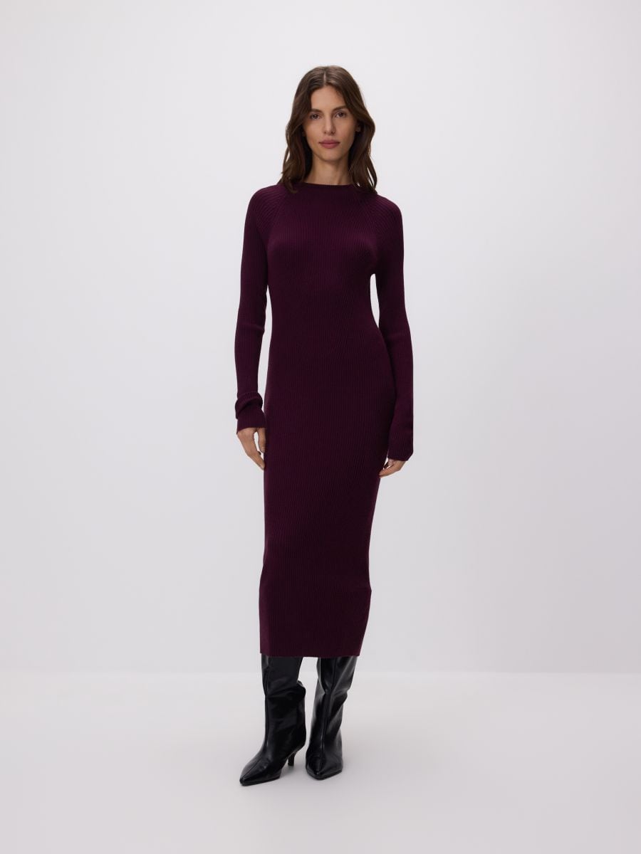 Плаття в рубчик з віскозою - буряковий - RESERVED