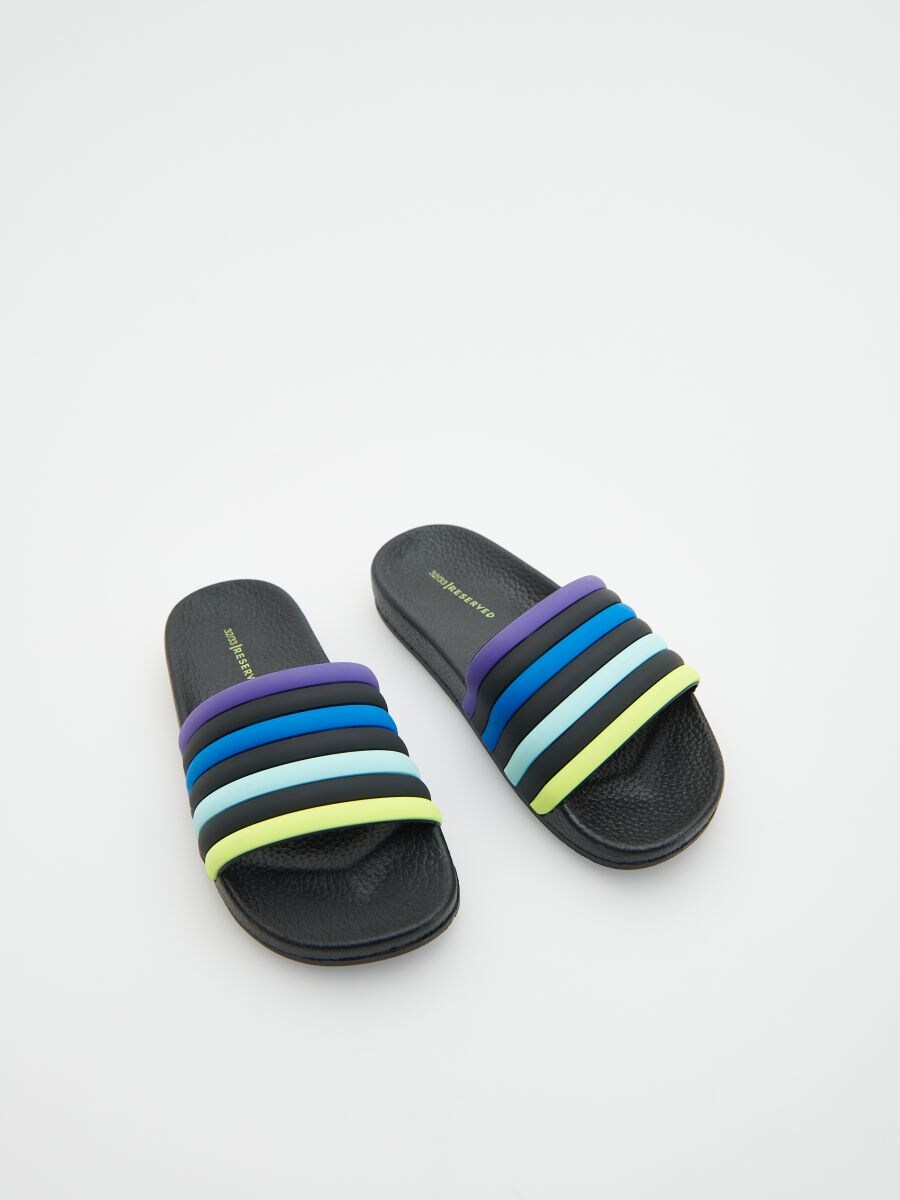 Stripe slider sandals - black - RESERVED - 2