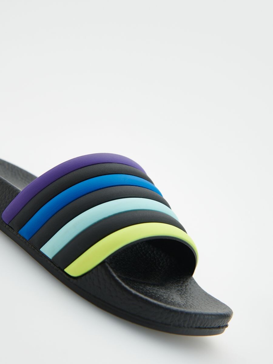 Stripe slider sandals - black - RESERVED - 3