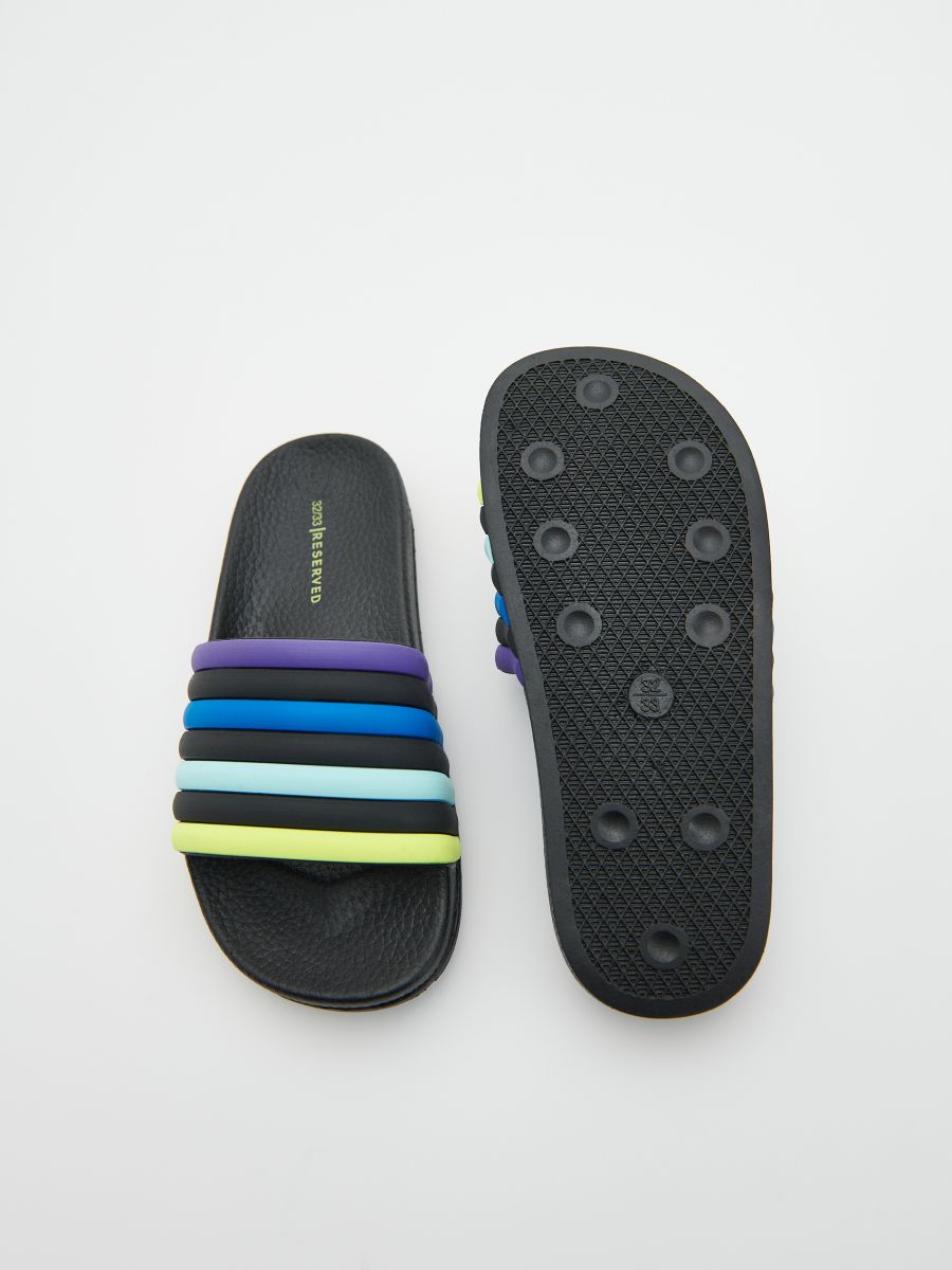 Stripe slider sandals - black - RESERVED - 6