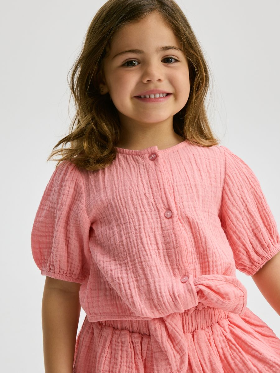 Musselinbluse mit Bindung vorne - pink - RESERVED - 2