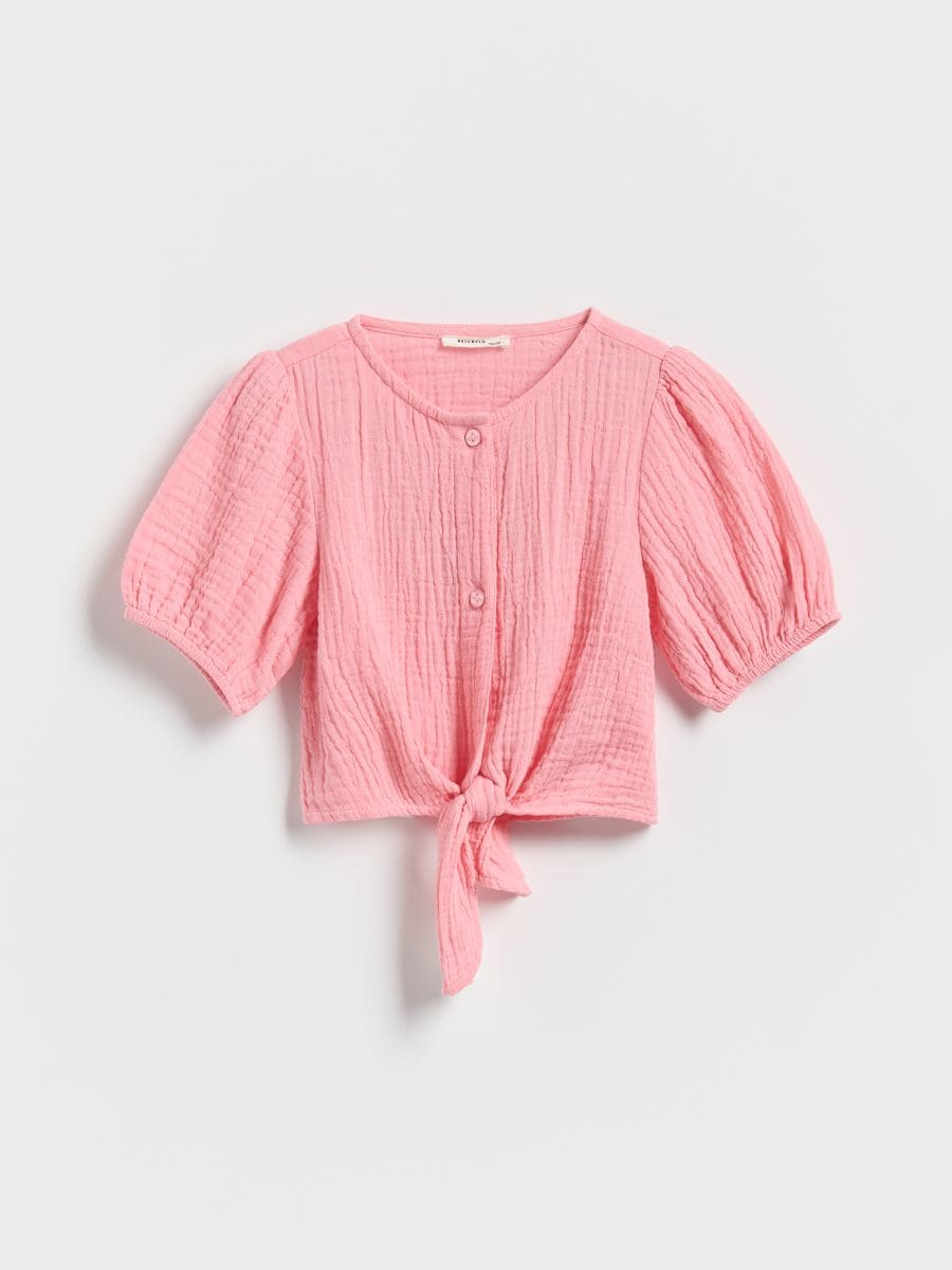 Musselinbluse mit Bindung vorne - pink - RESERVED - 2