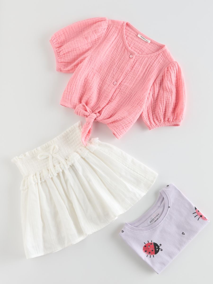 Musselinbluse mit Bindung vorne - pink - RESERVED - 4