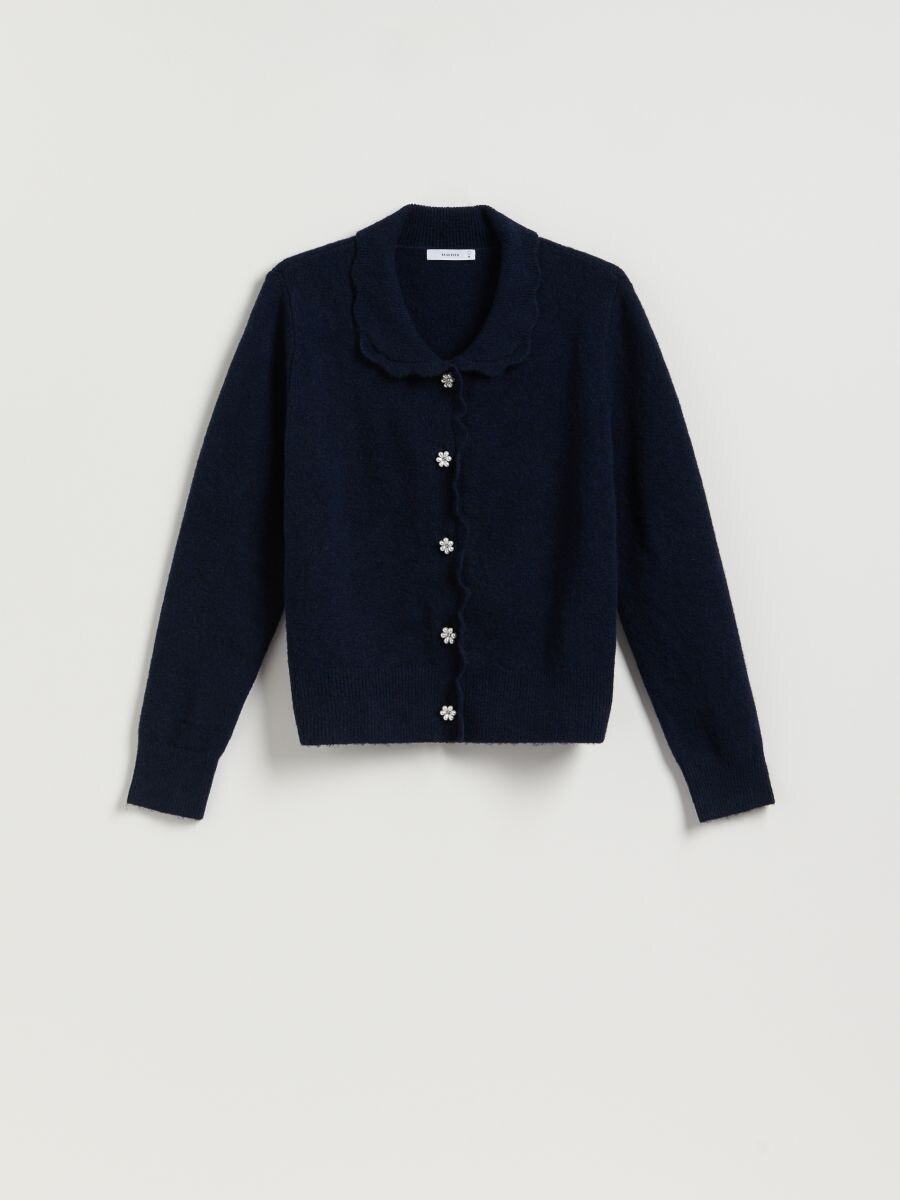 Strickjacke mit dekorativen Knöpfen - marineblau  - RESERVED