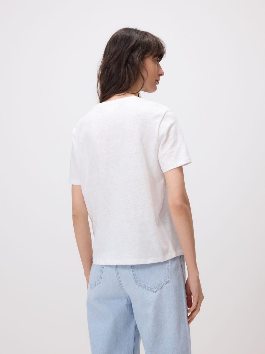 Regular fit T-shirt with appliqués - cream - RESERVED - 4